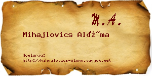 Mihajlovics Alóma névjegykártya